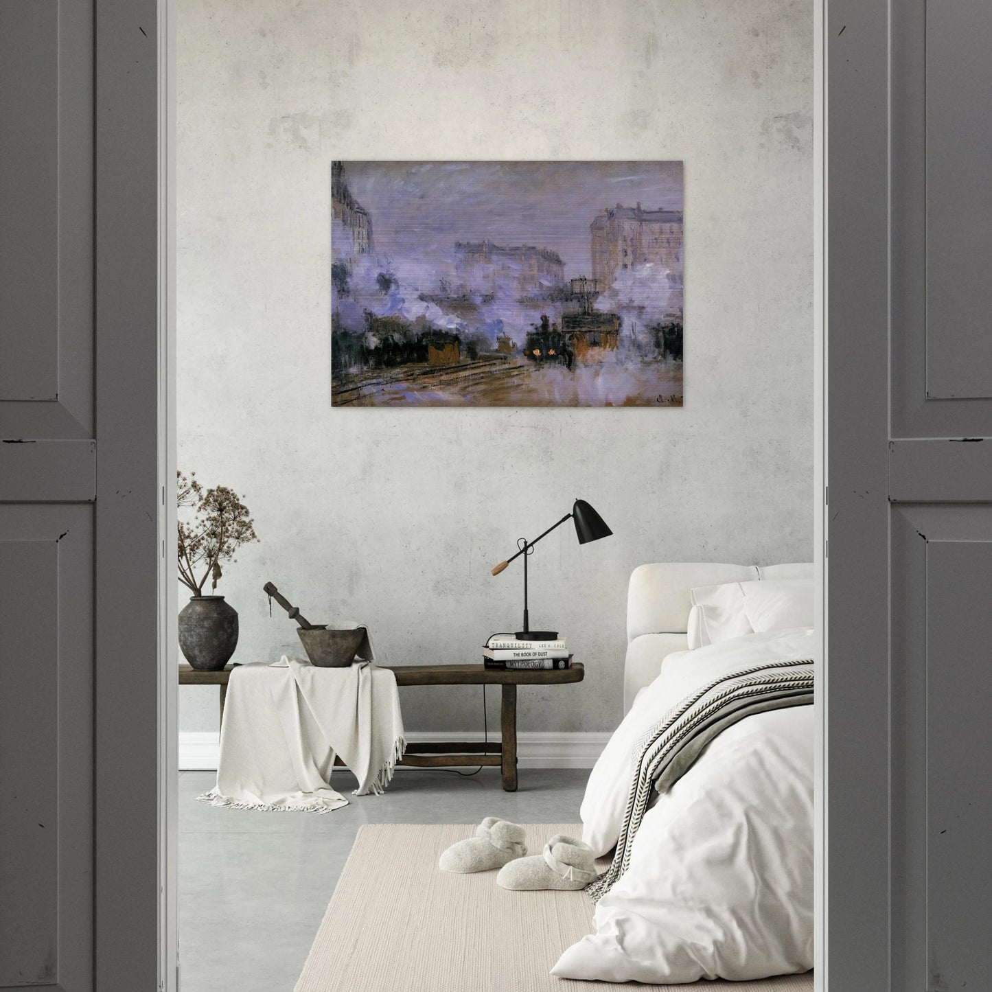 Saint-Lazare Station, Arrival of a Train - claude monet Brushed Aluminum Print - 70x100 cm / 28x40 inches | claude monet Aluminum Print | claude monet Prints