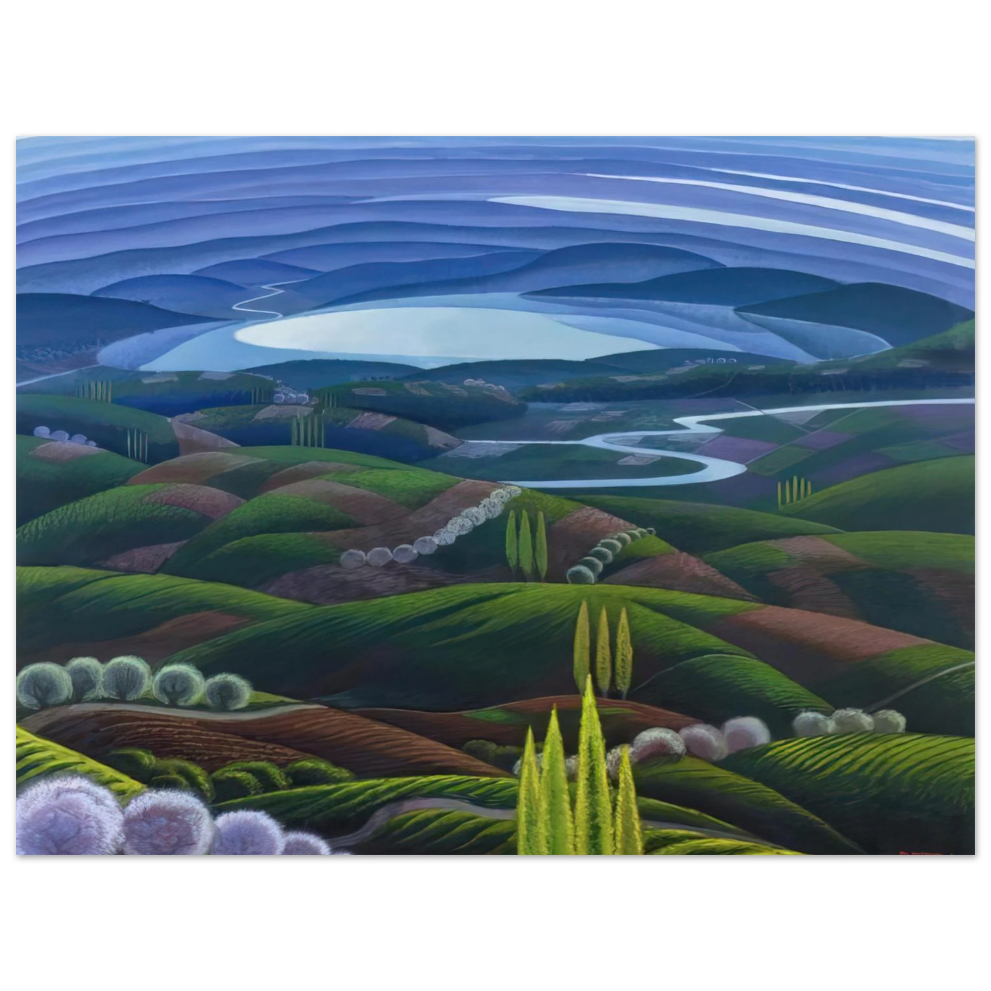 Gerardo Dottori - Umbria primavera - 1945  75x100 cm / 30x40inches Fine Art Poster