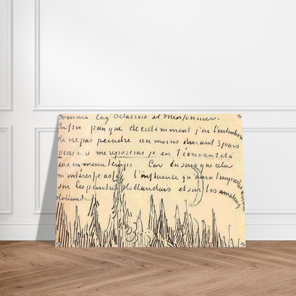 A Lane of Cypresses with a Couple Walking - Vincent van Gogh Acrylic Print - 70x100 cm / 28x40″ inches | Vincent van Gogh Wall Art | Vincent van Gogh Prints