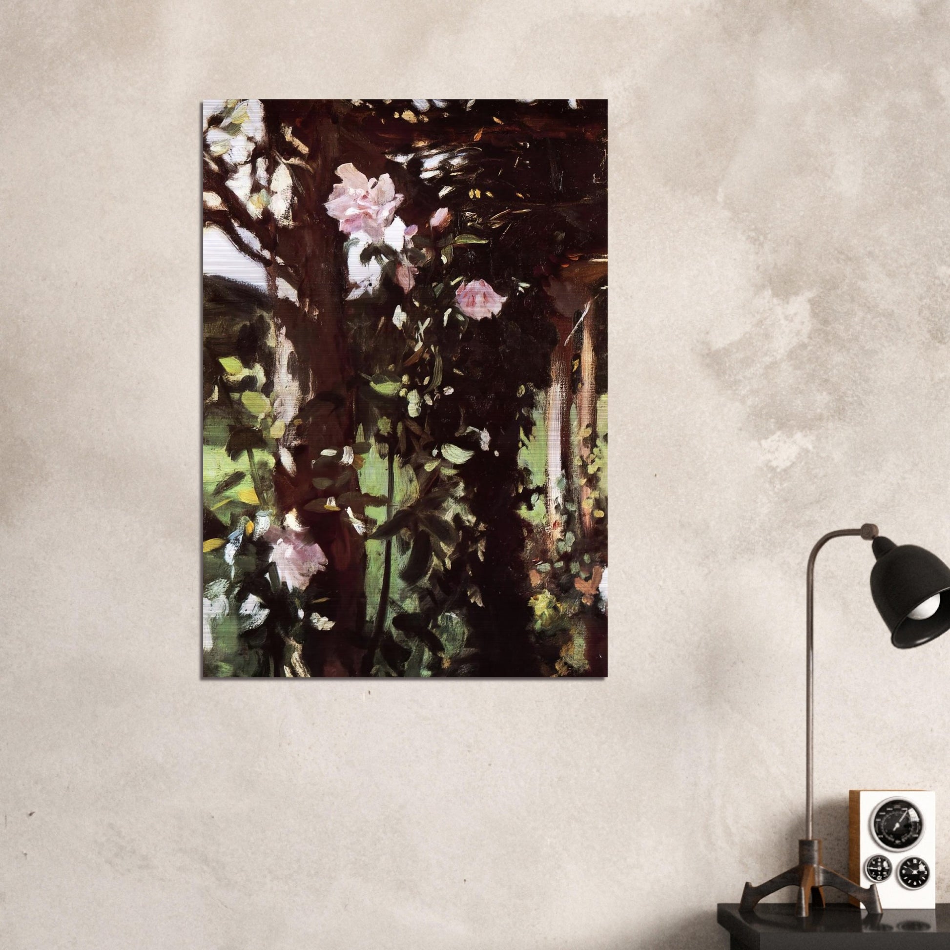 A Rose Trellis Roses at Oxfordshire - John Singer Sargent Brushed Aluminum Print - 70x100 cm / 28x40 inches | John Singer Sargent Aluminum Print | John Singer Sargent Prints