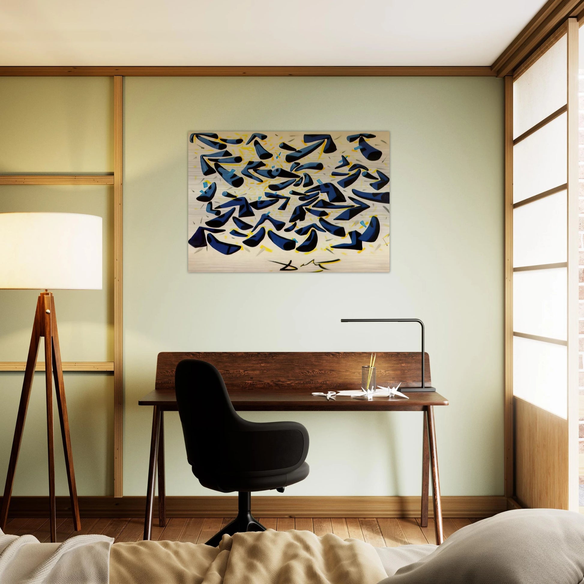 BLUE HORNS DESIGN FOR A SCARF - Salvador Dali Brushed Aluminum Print - 70x100 cm / 28x40 inches | Salvador Dali Aluminum Print | Salvador Dali Prints