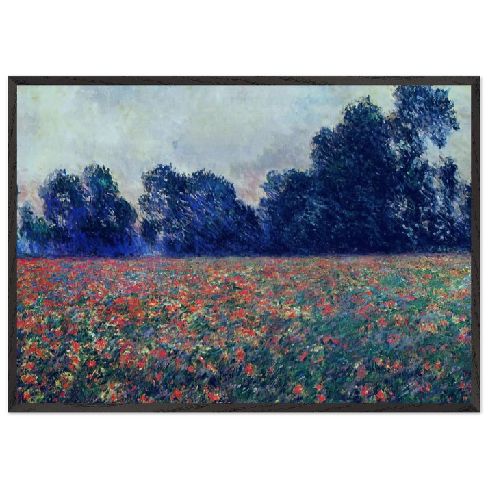 Poppies at Giverny - claude monet 70x100 cm / 28x40 inches Framed Art Print – Black Wooden Frame
