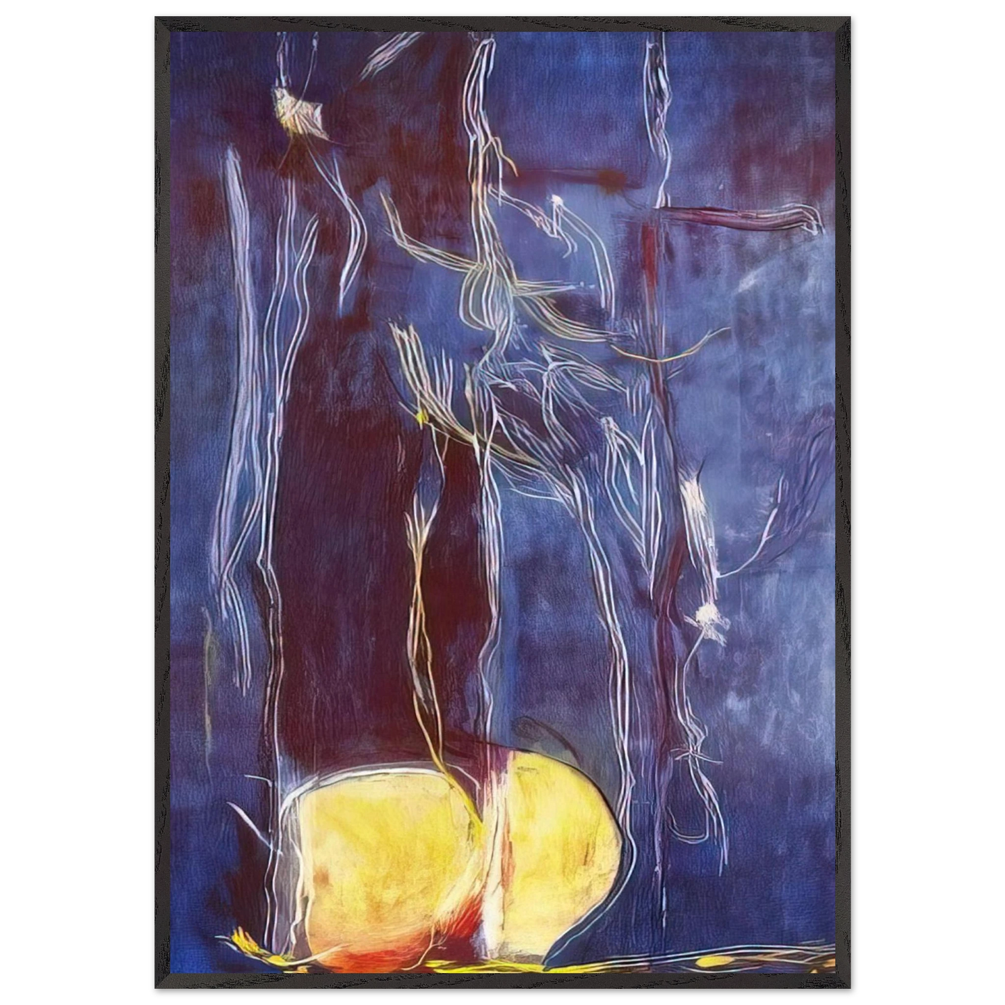 Helen Frankenthaler - All About Blue - 1994 Wall art - 27x35 cm / 11x14 inches - Premium Wooden Framed Poster With Fine Art Paper-canvas - Wood frame