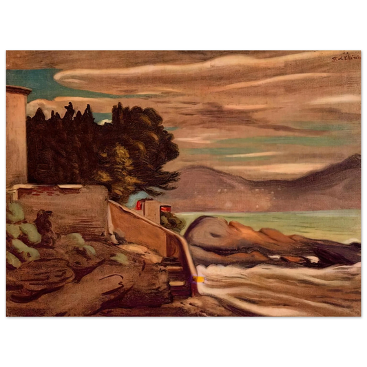 Giorgio de Chirico - LANDSCAPE NEAR GENOVA  75x100 cm / 30x40inches Fine Art Poster