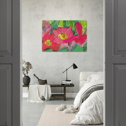 The Pinkest Flowers - Naïve Art Primitivism, Pop Art - Walasse Ting Acrylic Print - 70x100 cm / 28x40″ inches