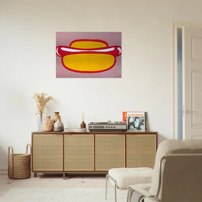 HOT DOG 1964 - Roy Lichtenstein Brushed Aluminum Print - 70x100 cm / 28x40 inches | Roy Lichtenstein Aluminum Print | Roy Lichtenstein Prints