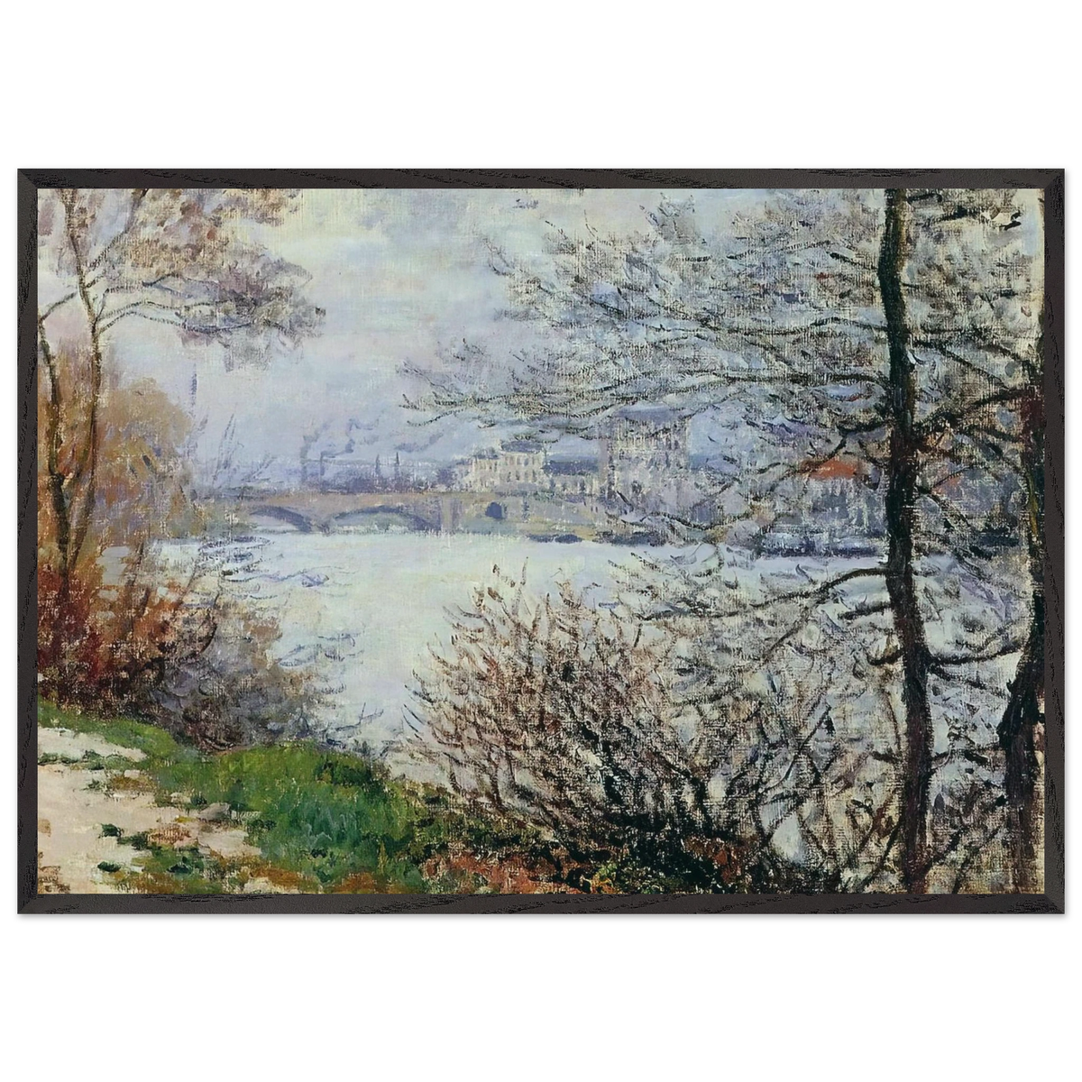The Banks of the Seine Ile de la Grande-Jatte - claude monet 70x100 cm / 28x40 inches Framed Art Print – Black Wooden Frame
