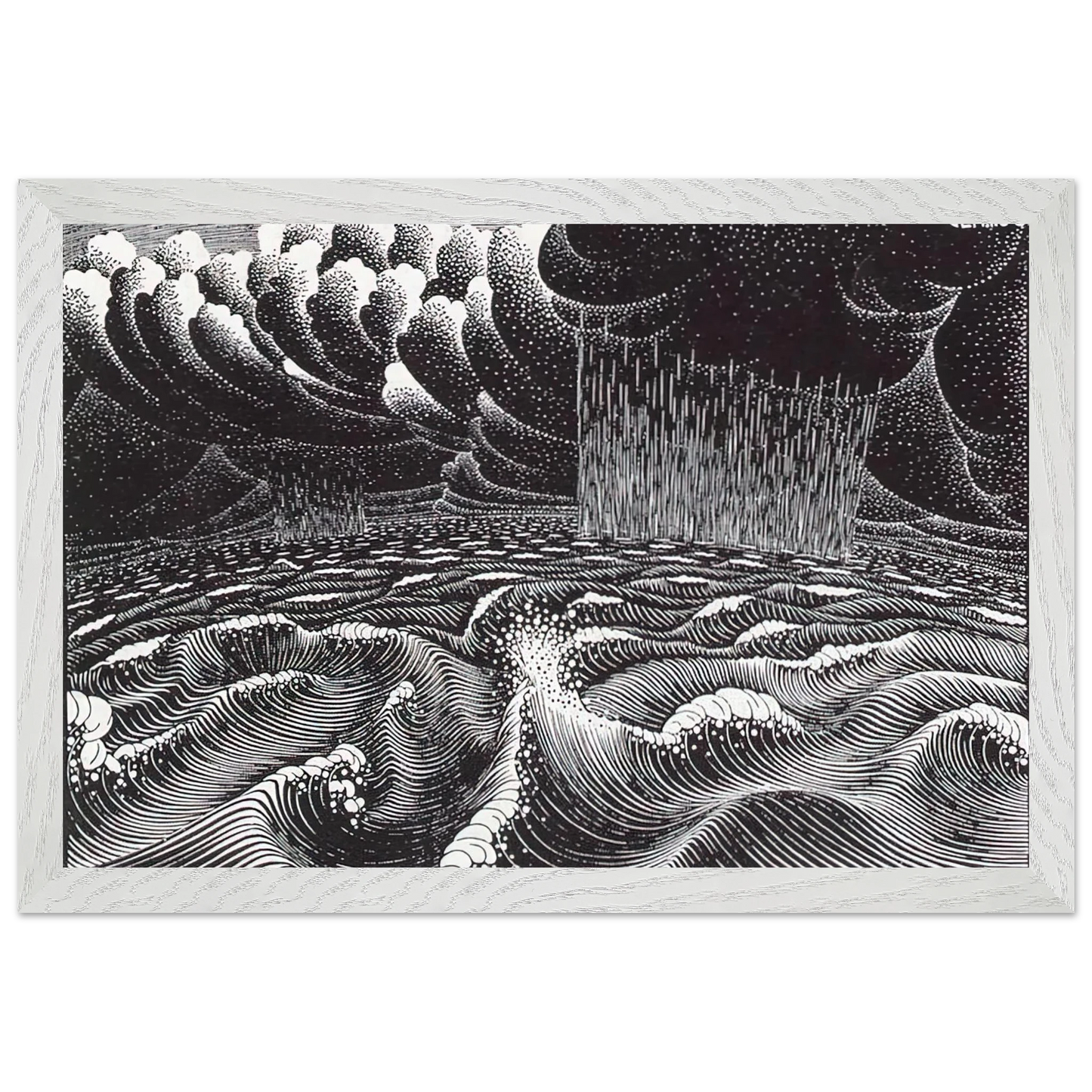 MC Escher - THE 2ND DAY OF THE CREATION Wall Art - 30x40 cm / 12x16 inches - Premium Wooden Framed Poster With Fine Art Paper-canvas - Black frame
