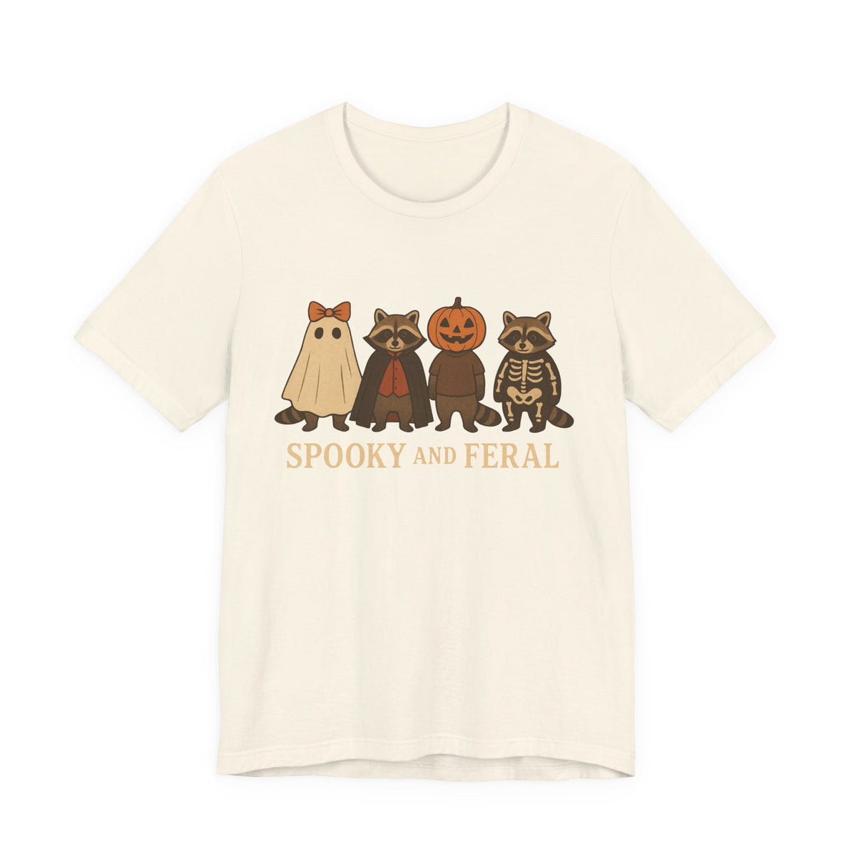 Spooky Raccoon Shirt, Grappige Halloween Grafisch T-shirt, Schattig Vintage Herfst T-shirt, Trendy Vrouwen Halloween Shirt, Feral Raccoon T-shirt