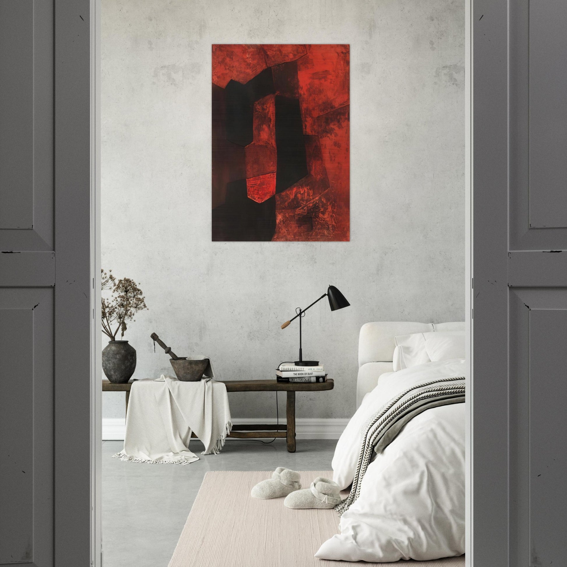 Composition brune et rouge - 1964 - Serge Poliakoff Brushed Aluminum Print - 70x100 cm / 28x40 inches | Serge Poliakoff Aluminum Print | Serge Poliakoff Prints