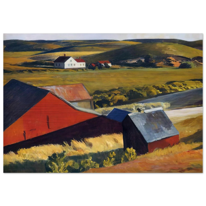Cobbs Barns and Distant Houses - Edward Hopper Brushed Aluminum Print - 70x100 cm / 28x40 inches | Edward Hopper Aluminum Print | Edward Hopper Prints