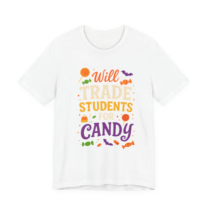 Zal Studenten Ruilen Voor Snoep Leerkracht Schattig Halloween Kostuum T-Shirt
