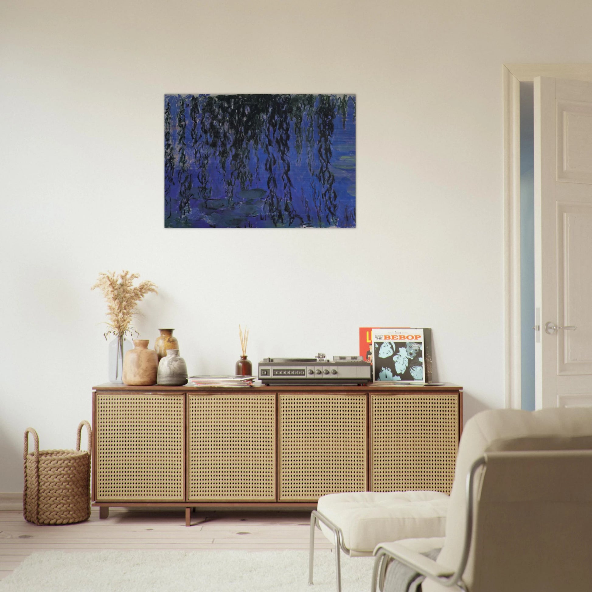 Water Lilies and Weeping Willow Branches - claude monet Brushed Aluminum Print - 70x100 cm / 28x40 inches | claude monet Aluminum Print | claude monet Prints