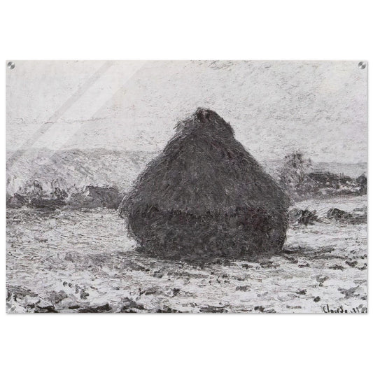 Grainstack in the Sunlight, Snow Effect - claude monet Acrylic Print - 70x100 cm / 28x40″ inches | claude monet Wall Art | claude monet Prints
