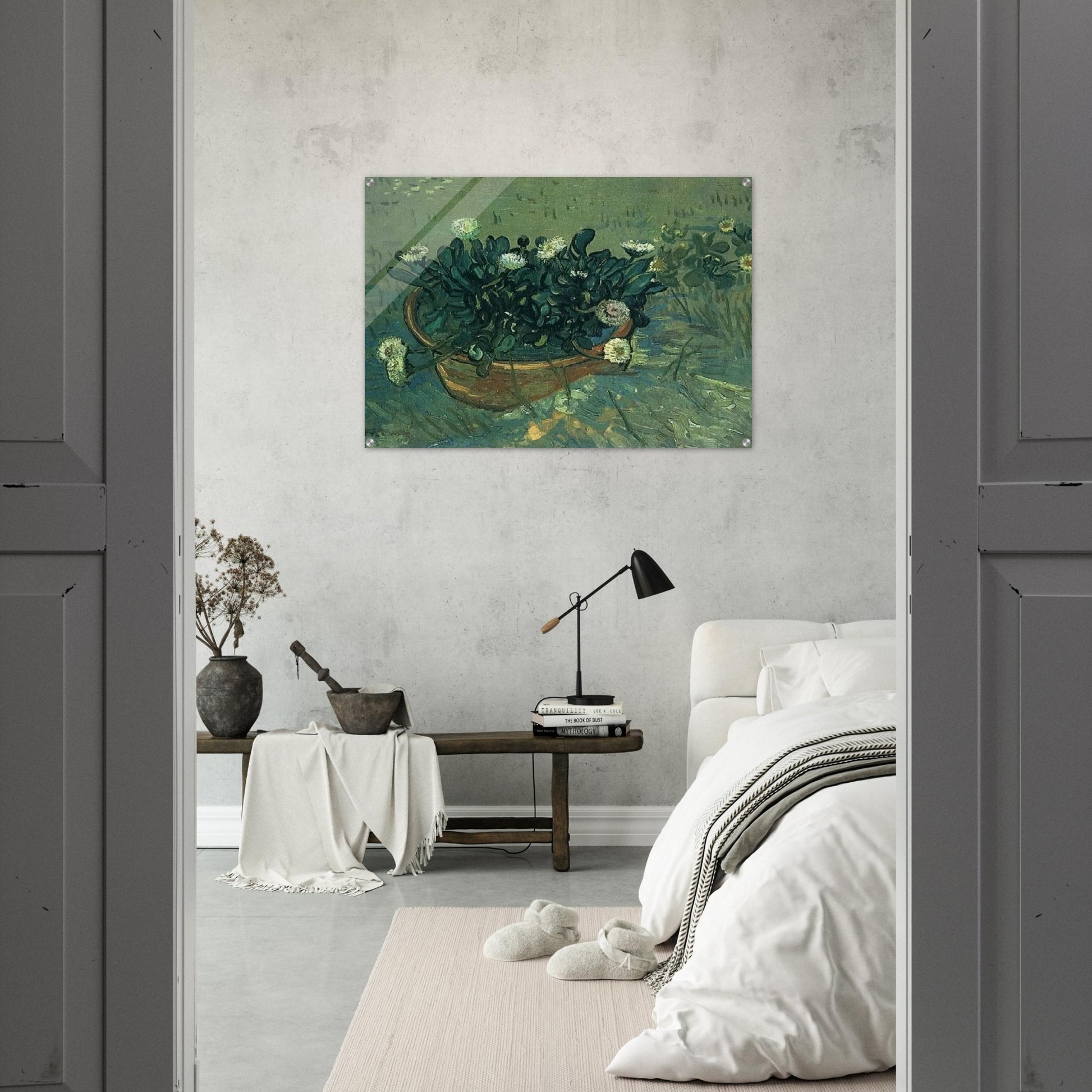 Still Life Bowl with Daisies - Vincent van Gogh Acrylic Print - 70x100 cm / 28x40″ inches | Vincent van Gogh Wall Art | Vincent van Gogh Prints