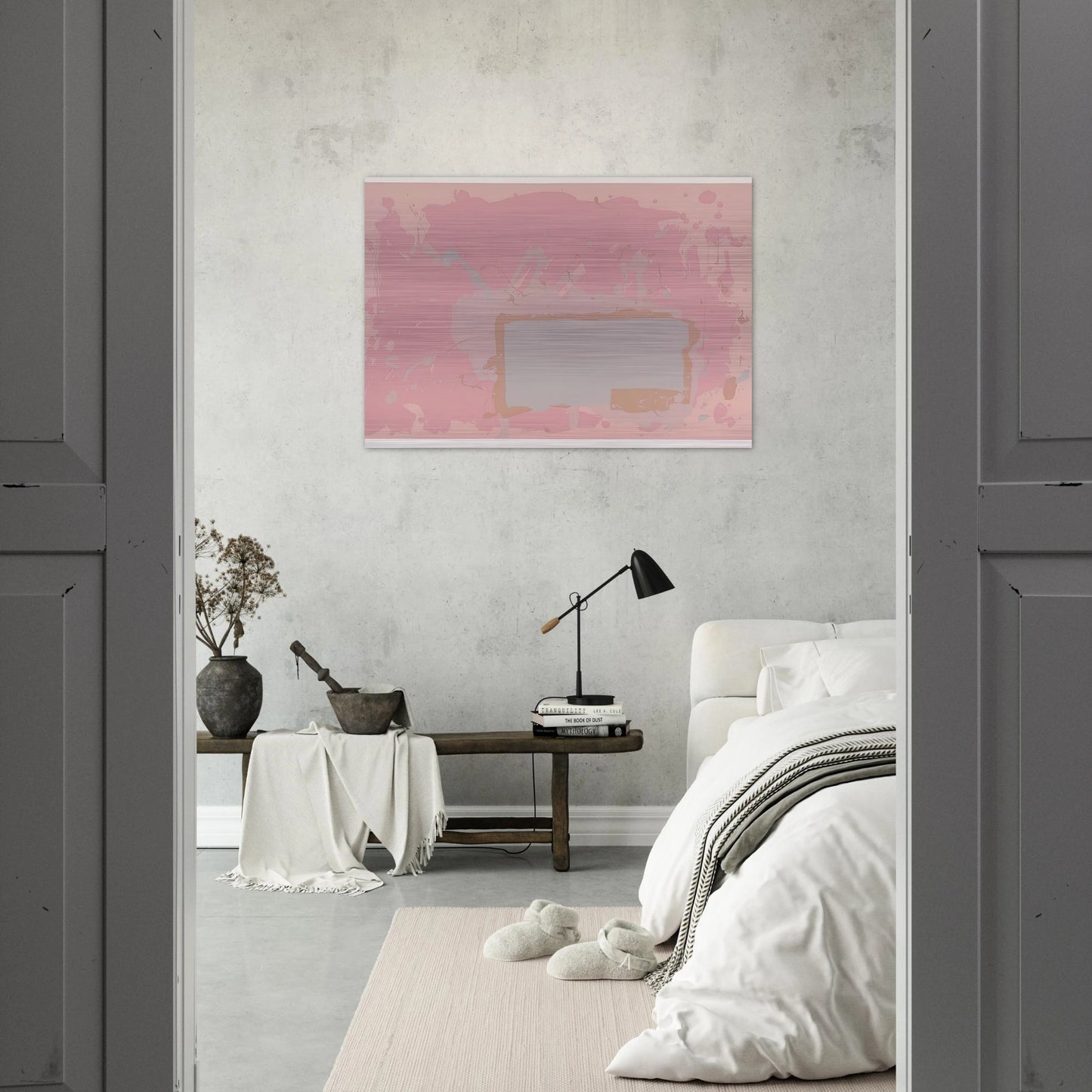 Grey  Blue on Pink - 1971 - John Hoyland Brushed Aluminum Print - 70x100 cm / 28x40 inches | John Hoyland Aluminum Print | John Hoyland Prints