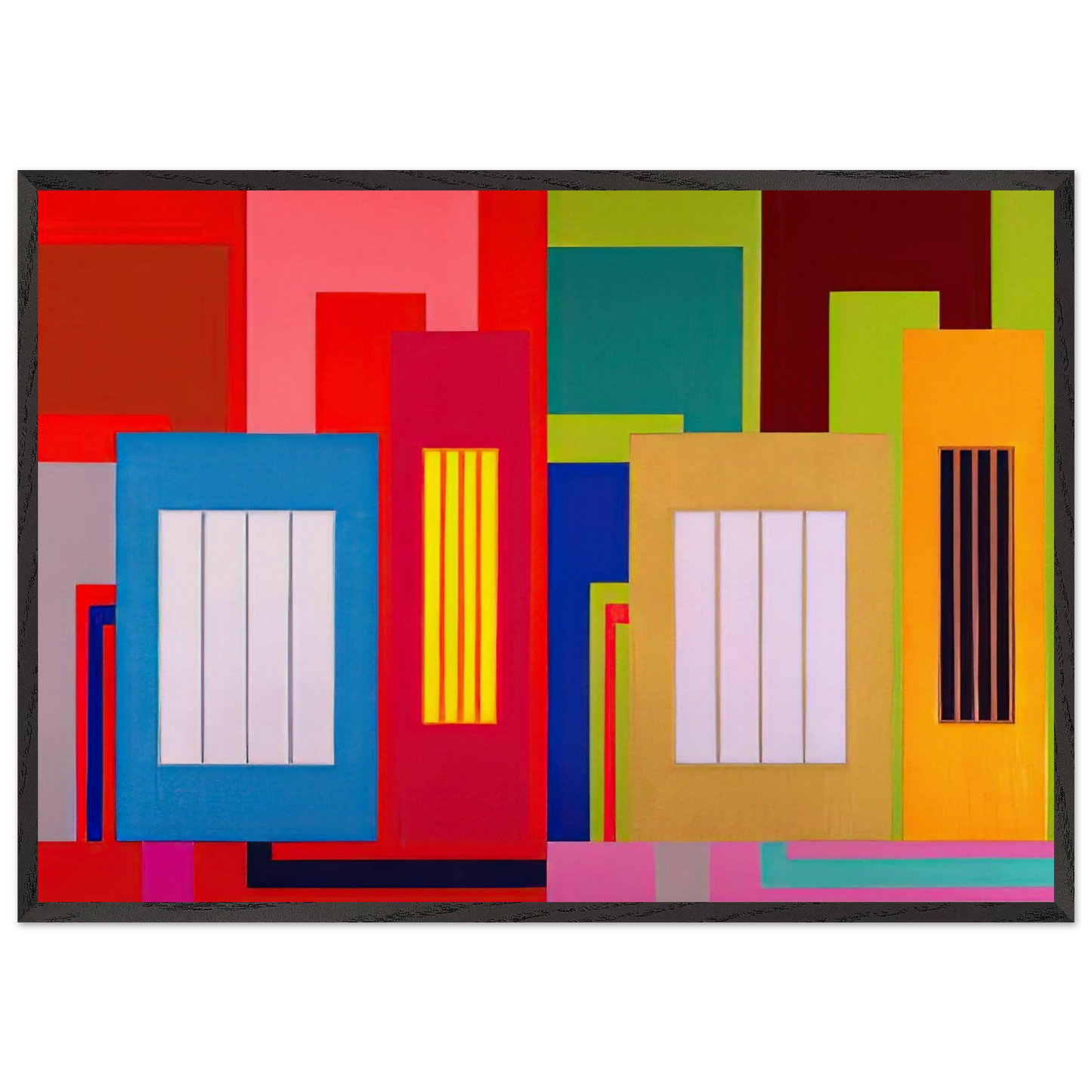 Super Size - 2000 - Peter Halley 70x100 cm / 28x40 inches Framed Art Print – Black Wooden Frame