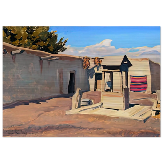 OLD PATIO 1931 - Maynard Dixon Brushed Aluminum Print - 70x100 cm / 28x40 inches | Maynard Dixon Aluminum Print | Maynard Dixon Prints