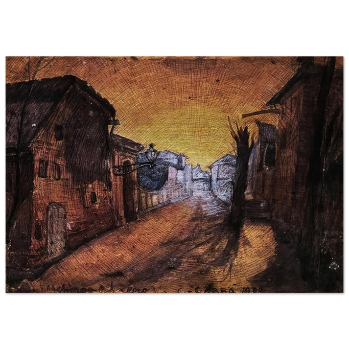 LA STRADA DI CASA 1900 - Carlo Carra Brushed Aluminum Print - 70x100 cm / 28x40 inches | Carlo Carra Aluminum Print | Carlo Carra Prints