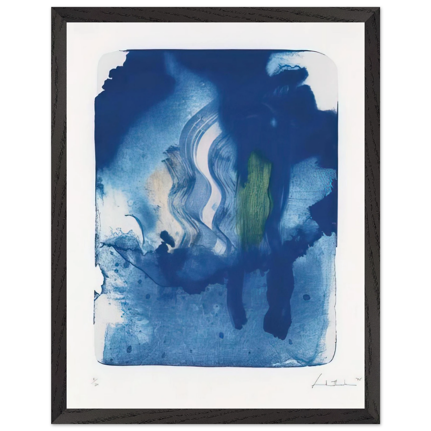 Helen Frankenthaler - Reflections V - 1995 Wall art - 45x60 cm / 18x24 inches - Premium Wooden Framed Poster With Fine Art Paper-canvas - White frame