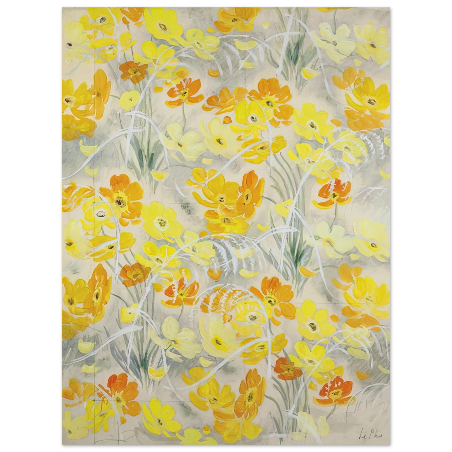 Le Pho - Orange and Yellow Flowers - Post-Impressionism  75x100 cm / 30x40inches Fine Art Poster