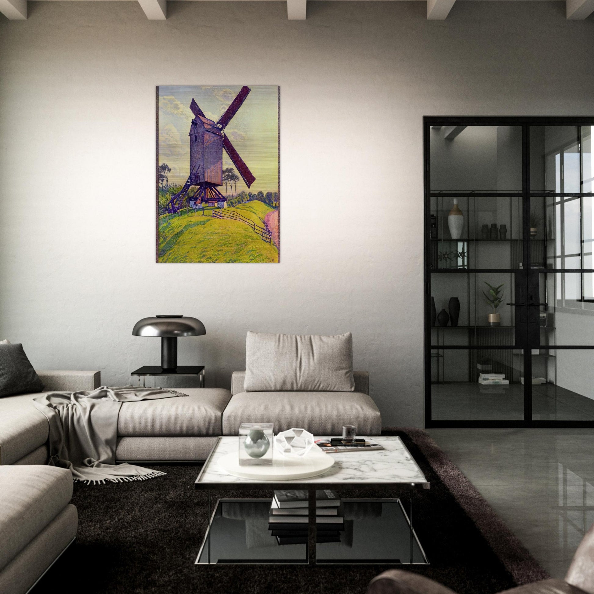 THE MILL AT KELF 1894 - Theo van Rysselberghe Brushed Aluminum Print - 70x100 cm / 28x40 inches | Theo van Rysselberghe Aluminum Print | Theo van Rysselberghe Prints