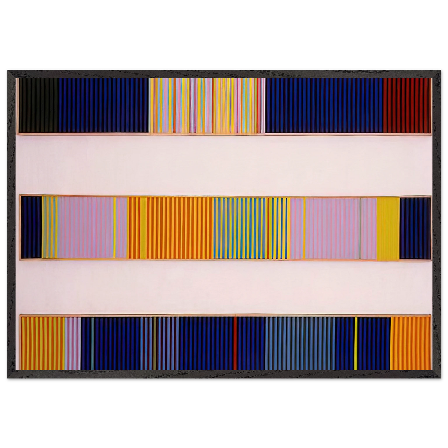 Triple Jump - 1962 - Gene Davis 70x100 cm / 28x40 inches Framed Art Print – Black Wooden Frame