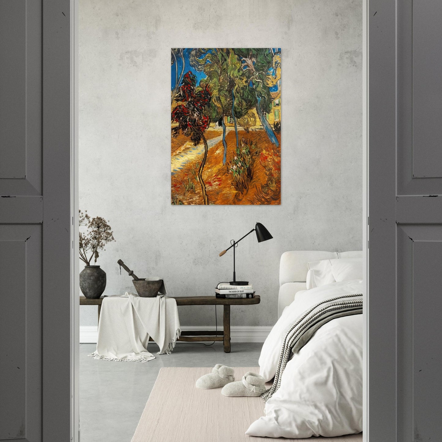 Trees in the Asylum Garden - Vincent van Gogh Brushed Aluminum Print - 70x100 cm / 28x40 inches | Vincent van Gogh Aluminum Print | Vincent van Gogh Prints
