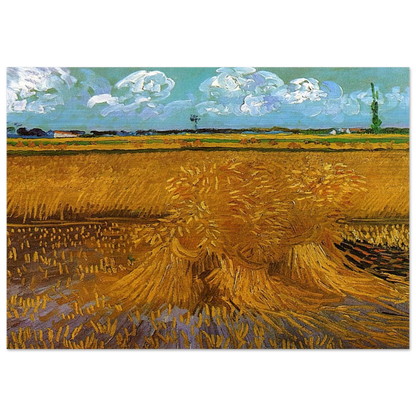 Wheatfield with Sheaves - Vincent van Gogh Brushed Aluminum Print - 70x100 cm / 28x40 inches | Vincent van Gogh Aluminum Print | Vincent van Gogh Prints