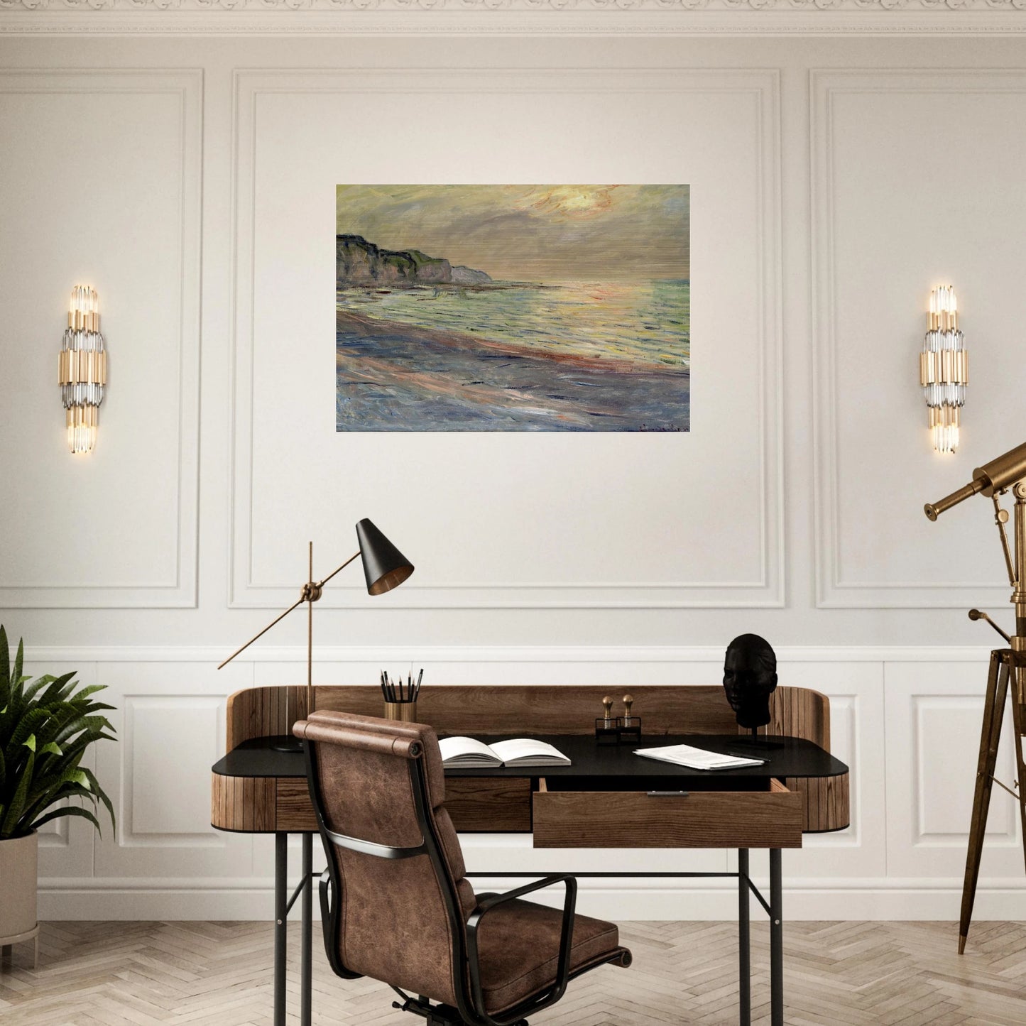 Pourville, Sunset - claude monet Brushed Aluminum Print - 70x100 cm / 28x40 inches | claude monet Aluminum Print | claude monet Prints