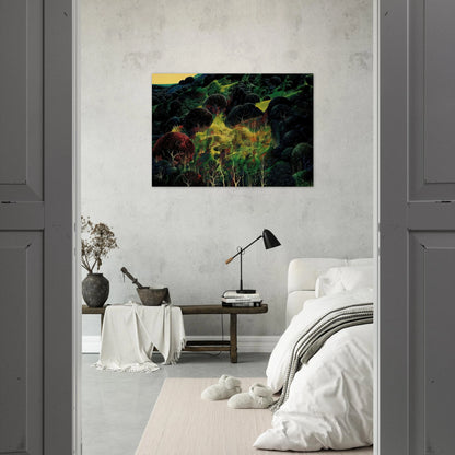 Autumn Fields - Eyvind Earle Brushed Aluminum Print - 70x100 cm / 28x40 inches | Eyvind Earle Aluminum Print | Eyvind Earle Prints