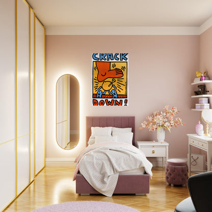 CRACK DOWN 1986 - Keith Haring Brushed Aluminum Print - 70x100 cm / 28x40 inches | Keith Haring Aluminum Print | Keith Haring Prints