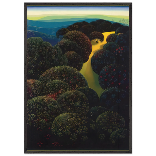 Hidden Pasture - Eyvind Earle 70x100 cm / 28x40 inches Framed Art Print – Black Wooden Frame
