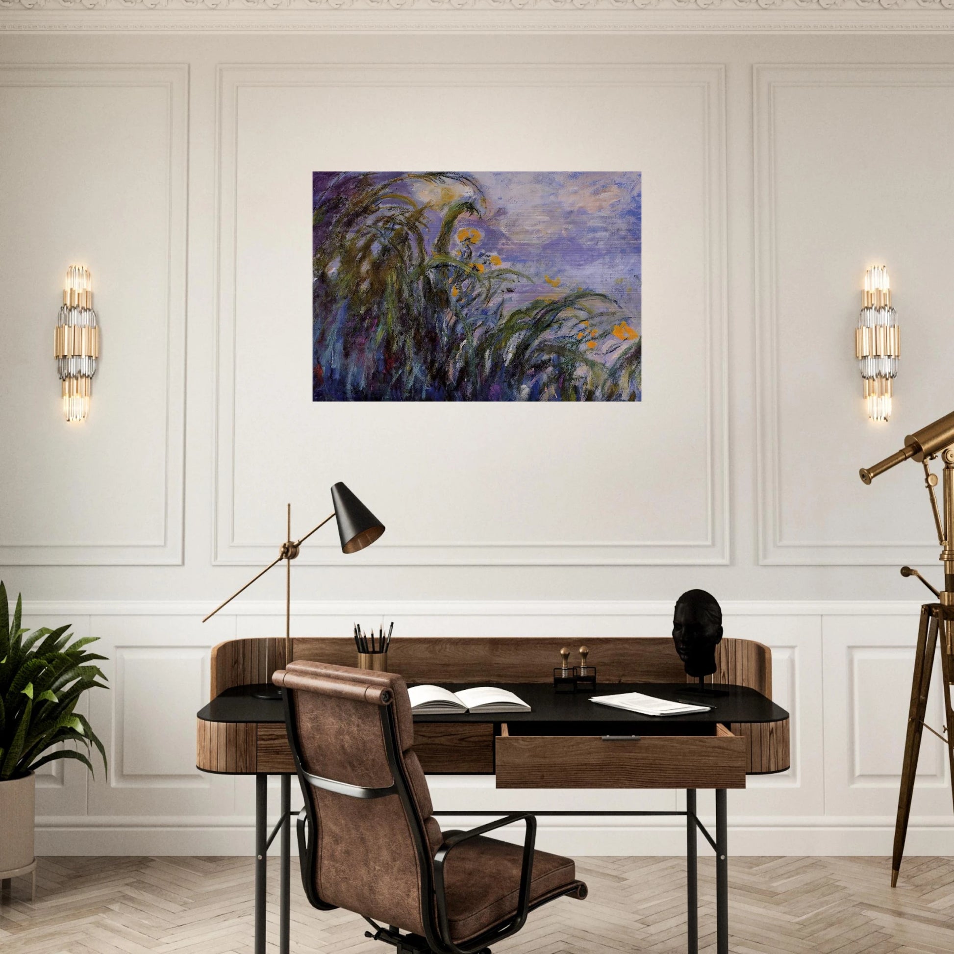 Yellow Irises - claude monet Brushed Aluminum Print - 70x100 cm / 28x40 inches | claude monet Aluminum Print | claude monet Prints