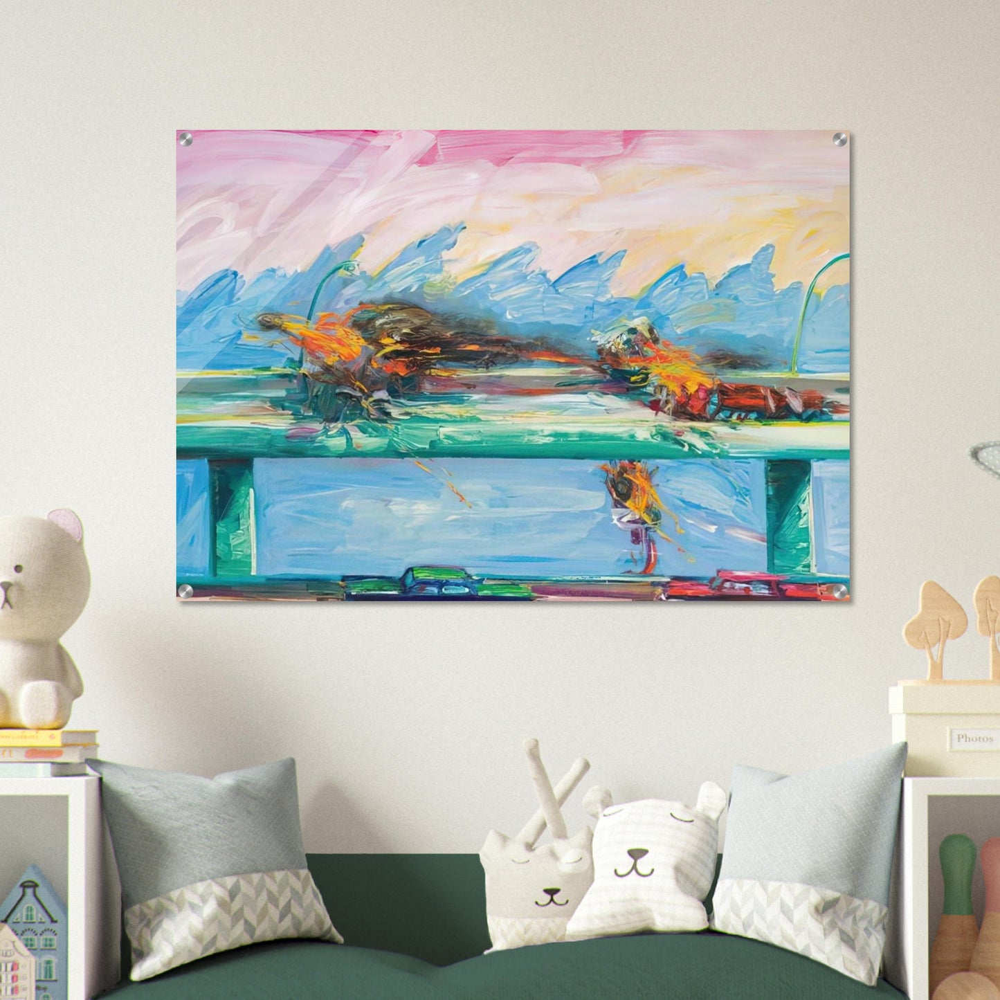 Crash in Phthalo Green - 1984 - Carlos Almaraz Acrylic Print - 70x100 cm / 28x40″ inches
