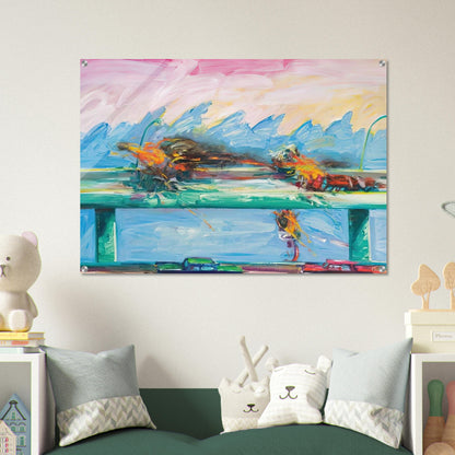 Crash in Phthalo Green - 1984 - Carlos Almaraz Acrylic Print - 70x100 cm / 28x40″ inches