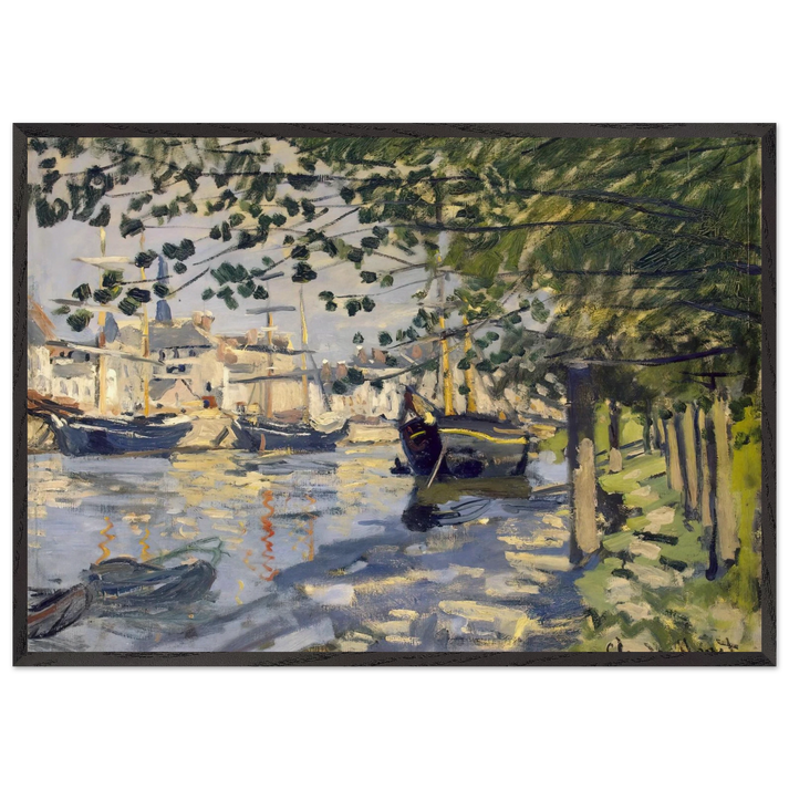 Seine at Rouen - claude monet 70x100 cm / 28x40 inches Framed Art Print – Black Wooden Frame