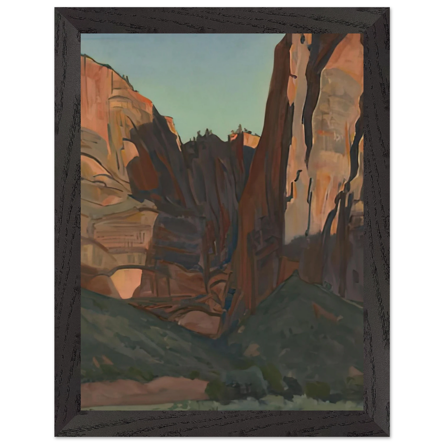 Maynard Dixon - NOTCH IN THE WALL ZION NATIONAL PARK AUGUST 1933 1933 Wall art - 20x25 cm / 8x10 inches - Premium Wooden Framed Poster With Fine Art Paper-canvas - White frame