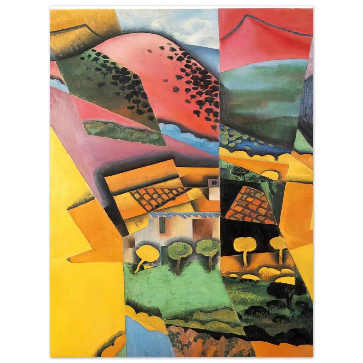 Juan Gris - LANDSCAPE AT CERET 1913  75x100 cm / 30x40inches Fine Art Poster