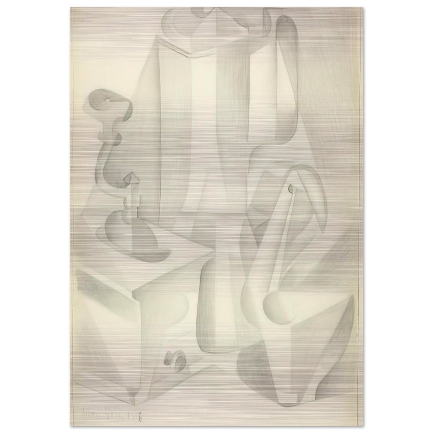 STILL LIFE WITH COFFEE MILL 1916 - Juan Gris Brushed Aluminum Print - 70x100 cm / 28x40 inches | Juan Gris Aluminum Print | Juan Gris Prints