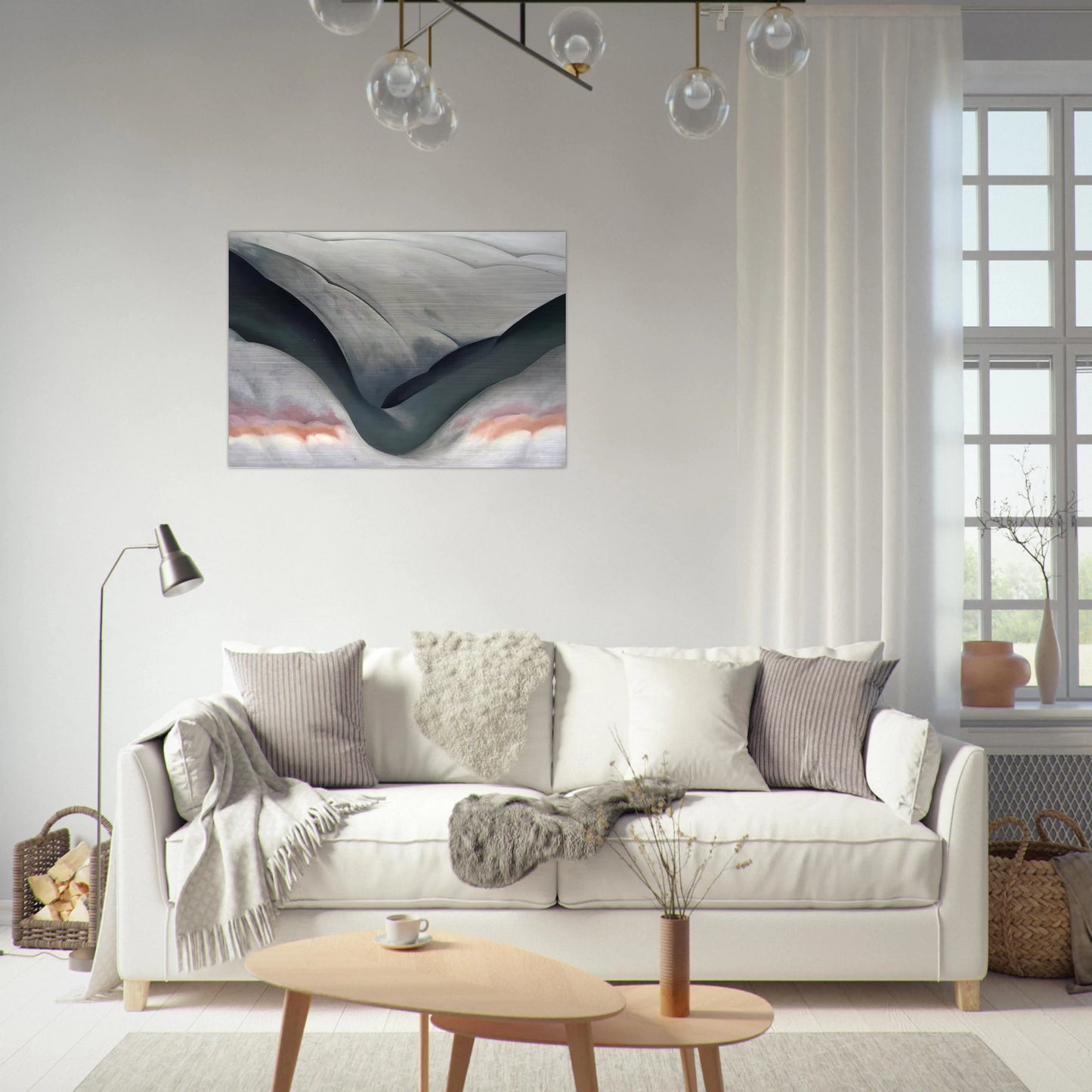 Black Place, Grey and Pink - Georgia O'Keeffe Brushed Aluminum Print - 70x100 cm / 28x40 inches | Georgia O'Keeffe Aluminum Print | Georgia O'Keeffe Prints