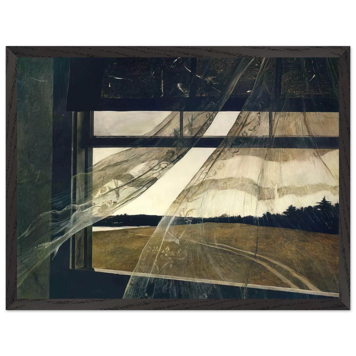 Andrew Wyeth - WIND FROM THE SEA 1947 Wall Art - 21x29.7 cm / 8x12" - Premium Wooden Framed Poster With Fine Art Paper-canvas - Wood frame