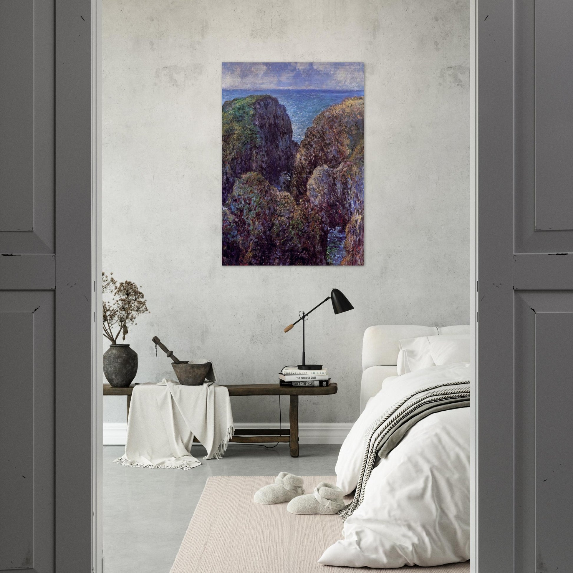 Group of Rocks at Port-Goulphar - claude monet Brushed Aluminum Print - 70x100 cm / 28x40 inches | claude monet Aluminum Print | claude monet Prints