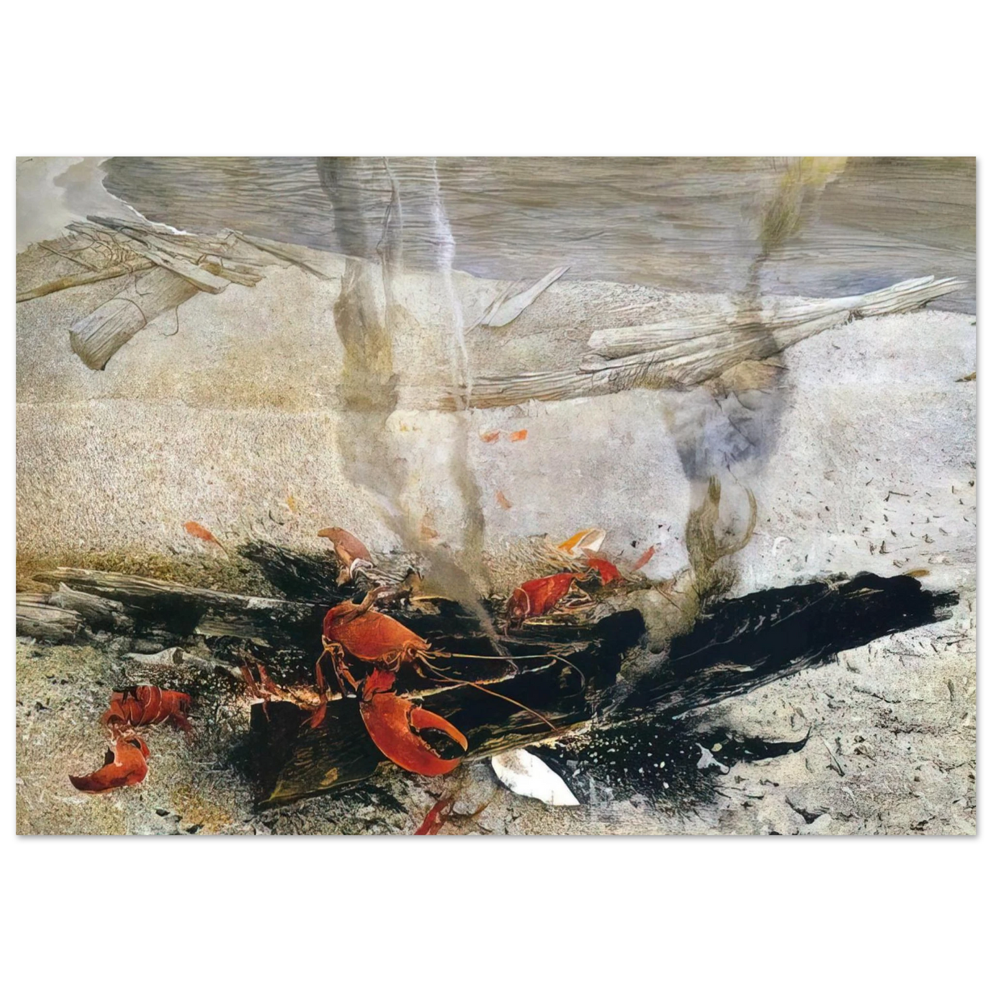 Andrew Wyeth - EMBERS 2000 Wall Art - 21x29.7 cm / 8x12" - Premium Wooden Framed Poster With Fine Art Paper-canvas - White frame