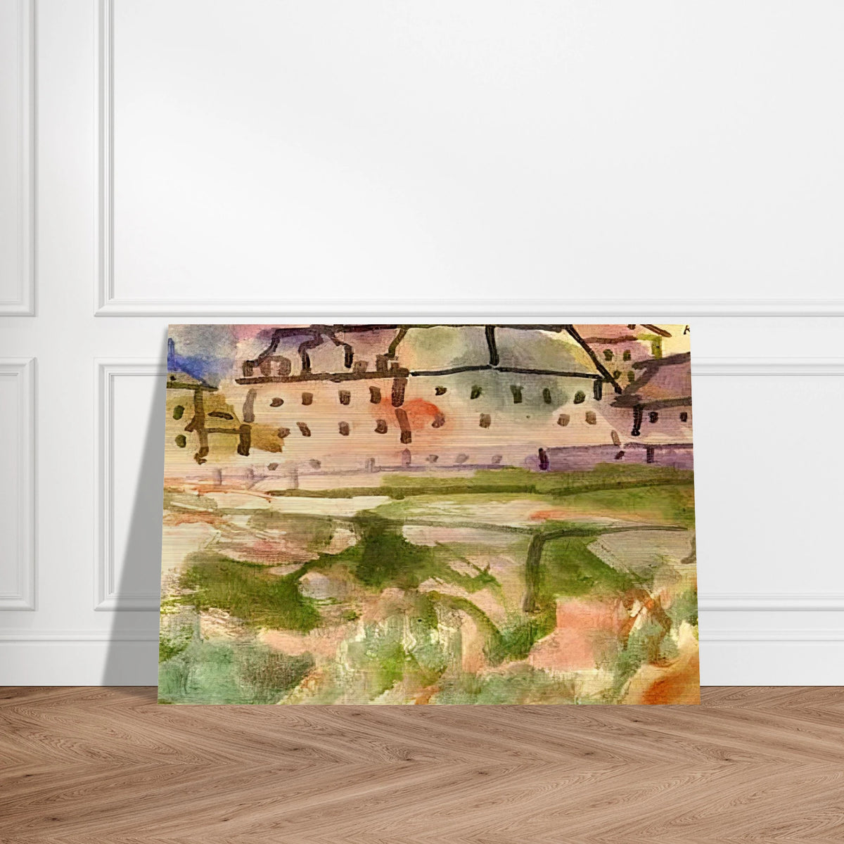 HOUSES NEAR THE GRAVEL PIT 1913 - Paul Klee Brushed Aluminum Print - 70x100 cm / 28x40 inches | Paul Klee Aluminum Print | Paul Klee Prints