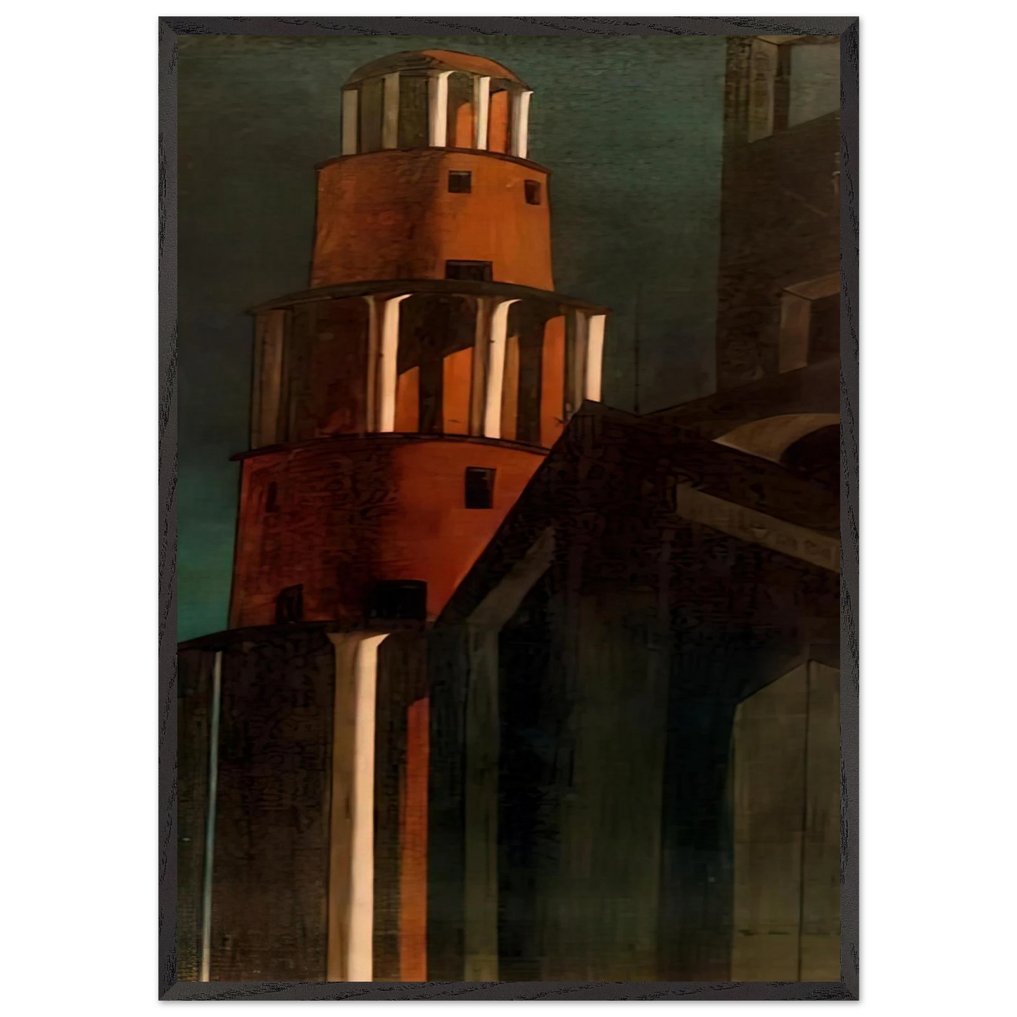 THE TOWER - Giorgio de Chirico 70x100 cm / 28x40 inches Framed Art Print – Black Wooden Frame