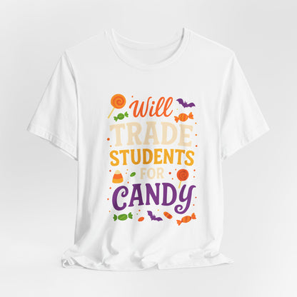 Zal Studenten Ruilen Voor Snoep Leerkracht Schattig Halloween Kostuum T-Shirt