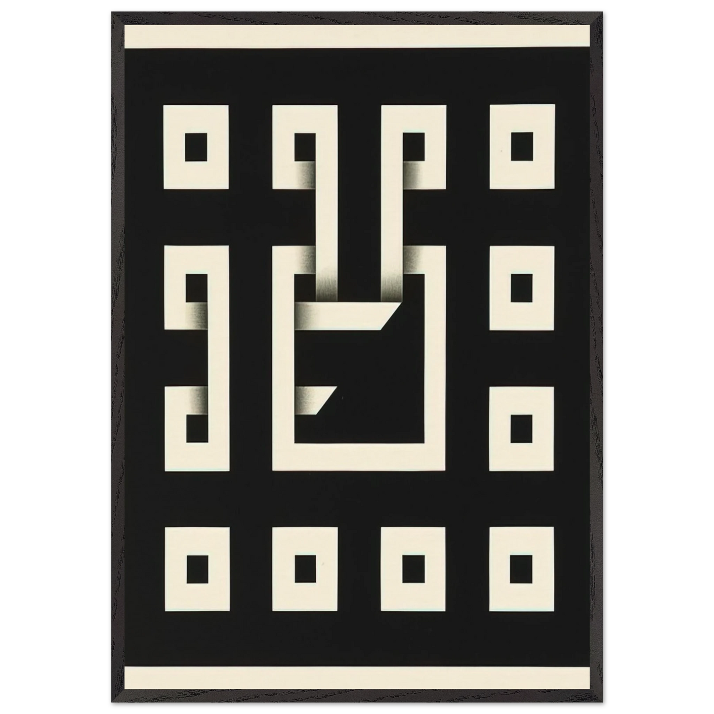Clandestine Game XI - 1968 - Omar Rayo 70x100 cm / 28x40 inches Framed Art Print – Black Wooden Frame