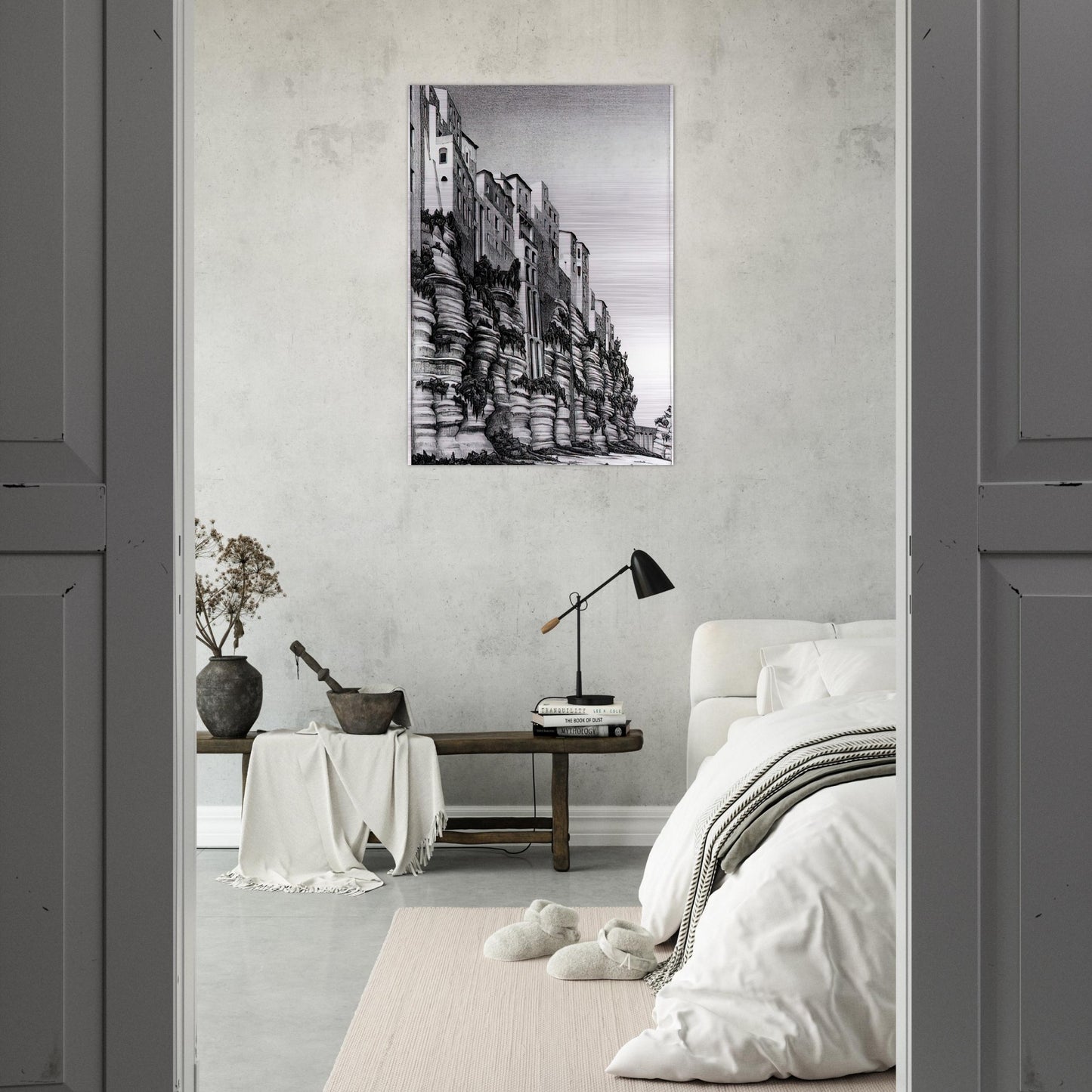 TROPEA CALABRIA - MC Escher Brushed Aluminum Print - 70x100 cm / 28x40 inches | MC Escher Aluminum Print | MC Escher Prints
