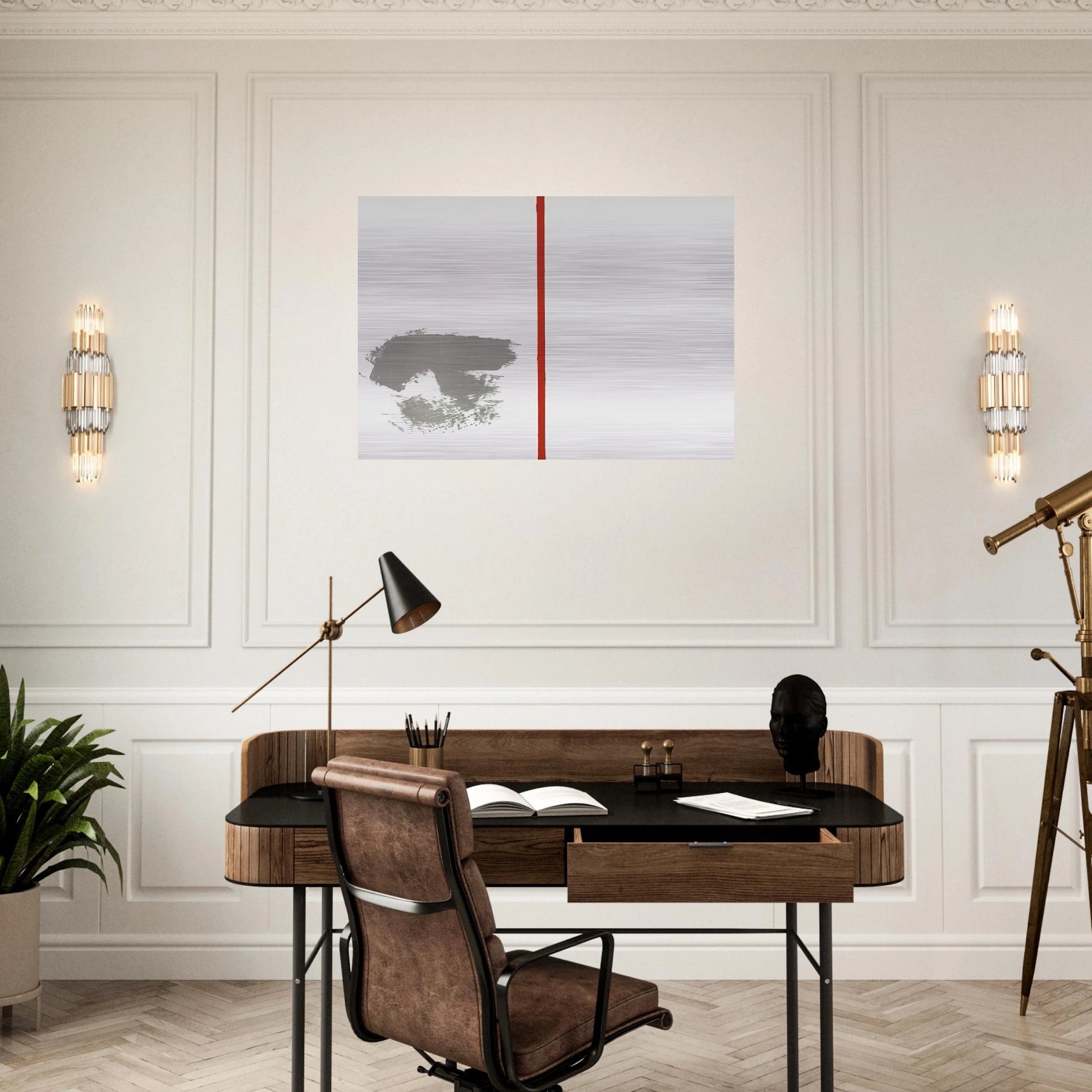 OHNE TITEL MIT ROTEM STRICH 1970 - BLINKY PALERMO Brushed Aluminum Print - 70x100 cm / 28x40 inches | BLINKY PALERMO Aluminum Print | BLINKY PALERMO Prints